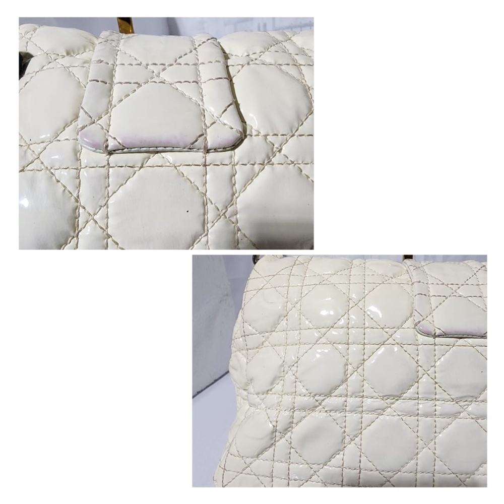 Authentic CHRISTIAN DIOR Lambskin Patent Cannage New Lock Flap Shoulder Bag - Picture 10 of 16